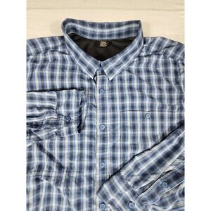 REI Co-op Sahara Mens XXL Blue Plaid Long Sleeve Hiking Shirt 193093 22341-S22‎